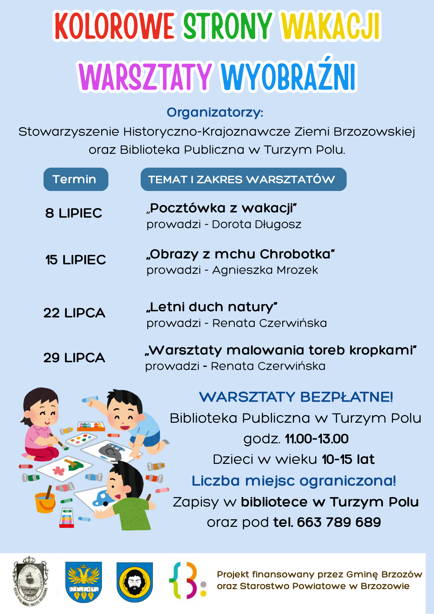 Zapraszamy na zajęcia wakacyjne w Bibliotece Publicznej w Turzym Polu 