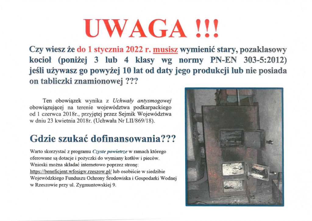 Informacja o wymianie kotłów