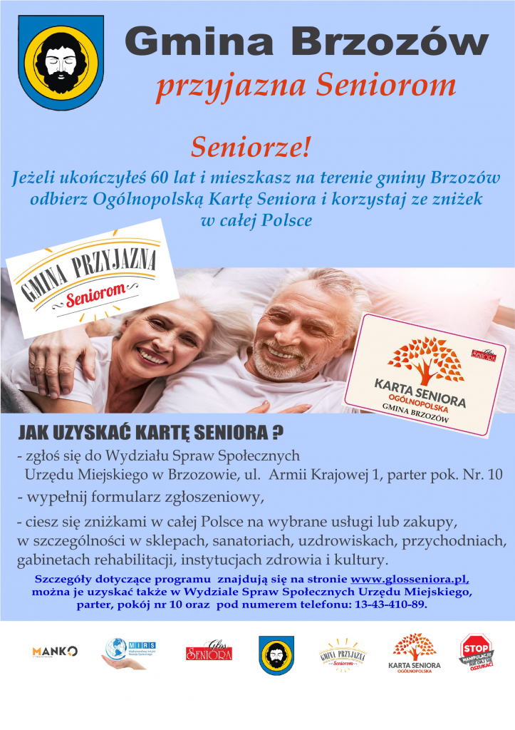 Zapraszamy wszystkie osoby 60+ do uczestnictwa w Ogólnopolskiej Karcie Seniora
