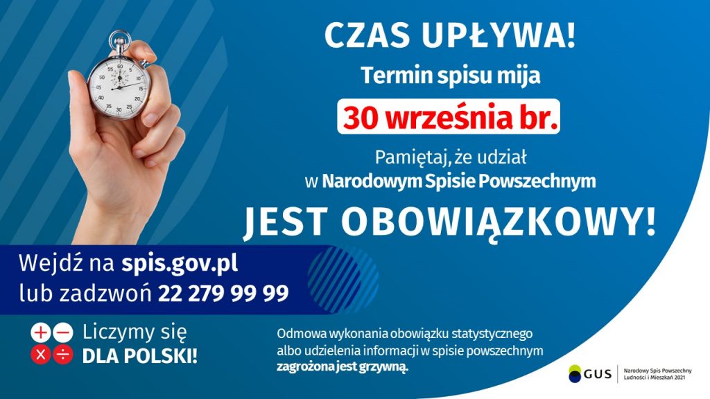 Pamiętaj! Termin spisu mija 30 września br.