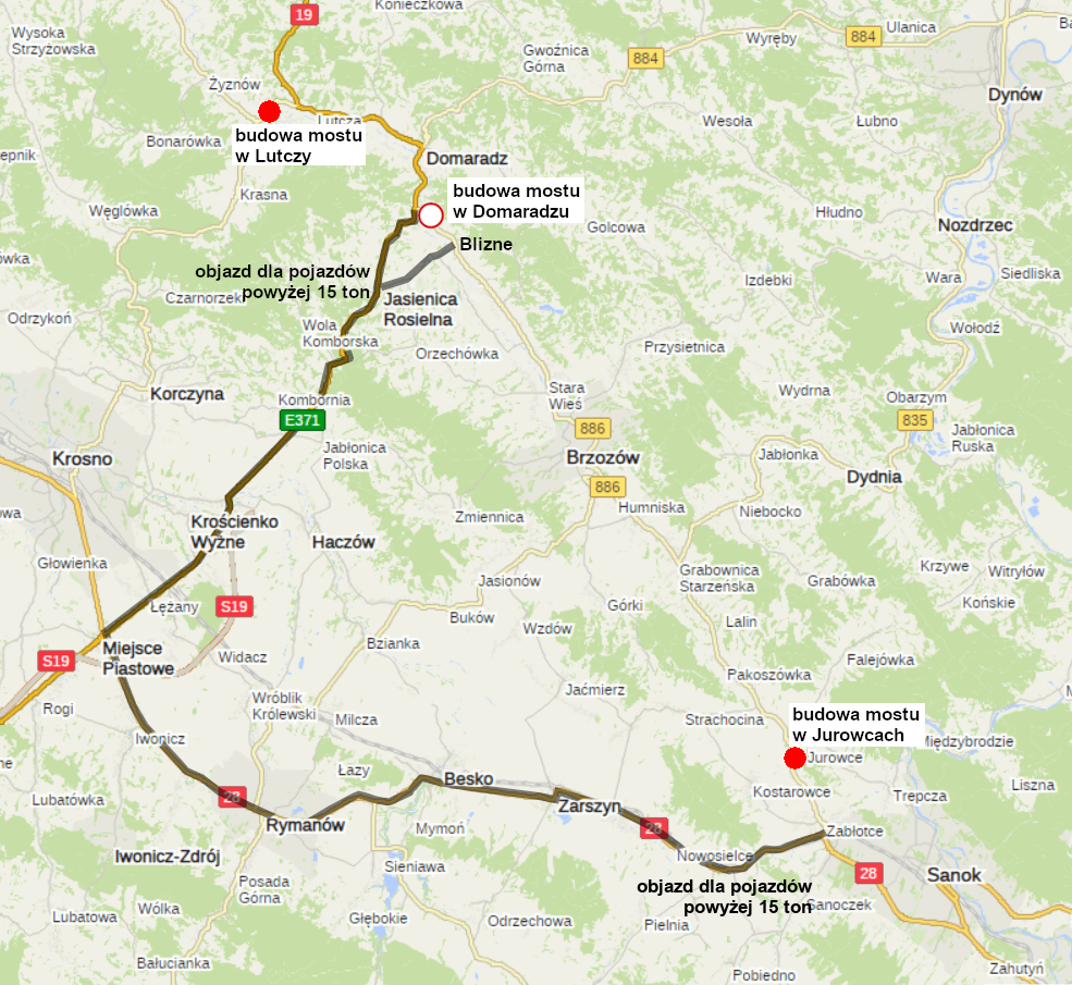 Uwaga! Zamknięta droga. Utrudnienia w ruchu drogowym