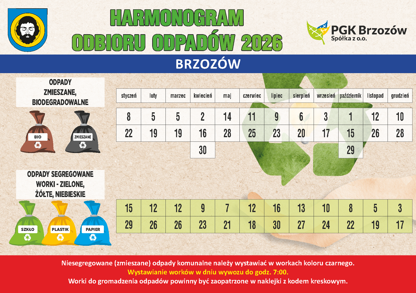 Harmonogram Odbioru Śmieci 2026 Strona 1