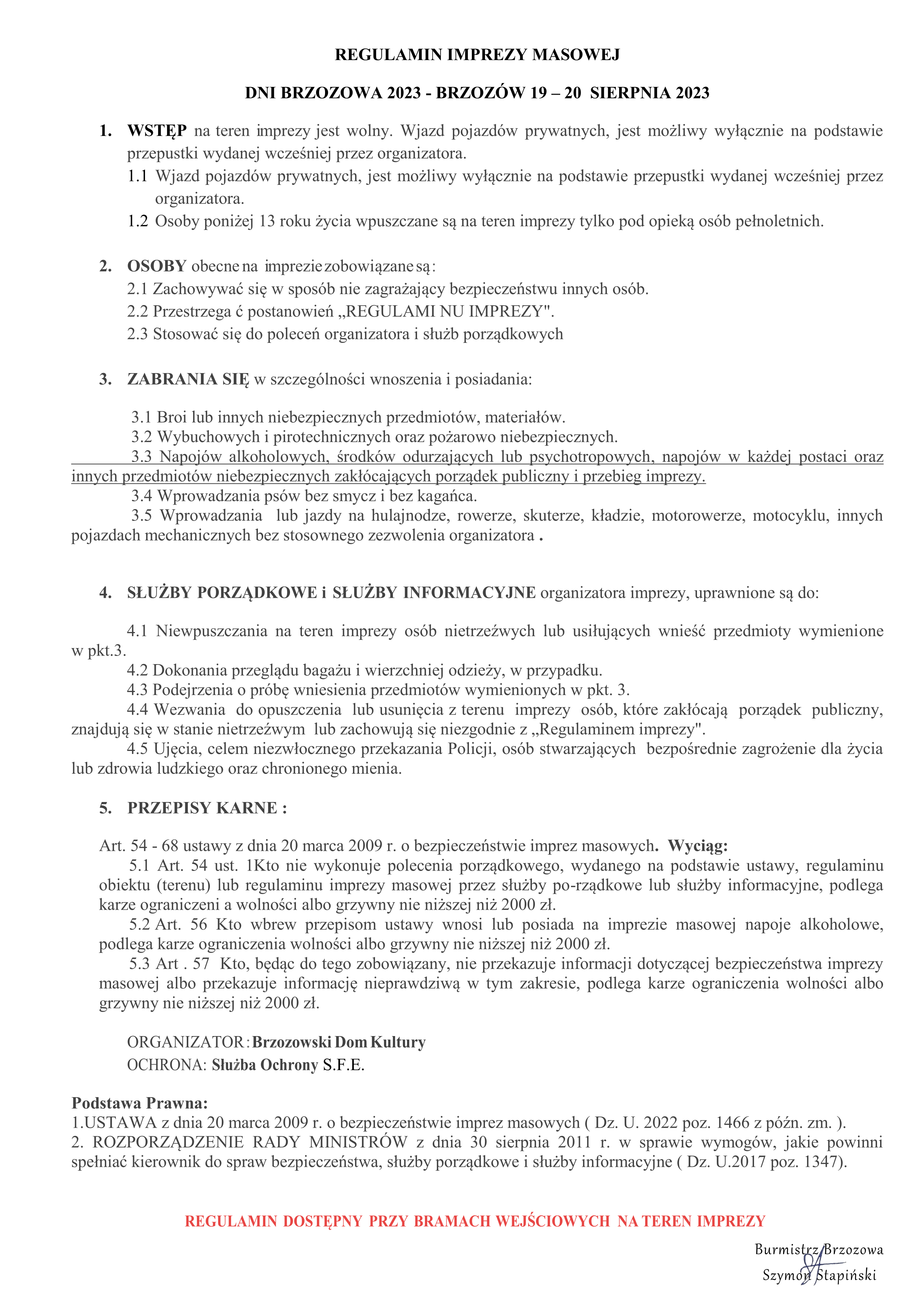 Regulamin Dni Brzozowa (19-20.08.2023 r.)