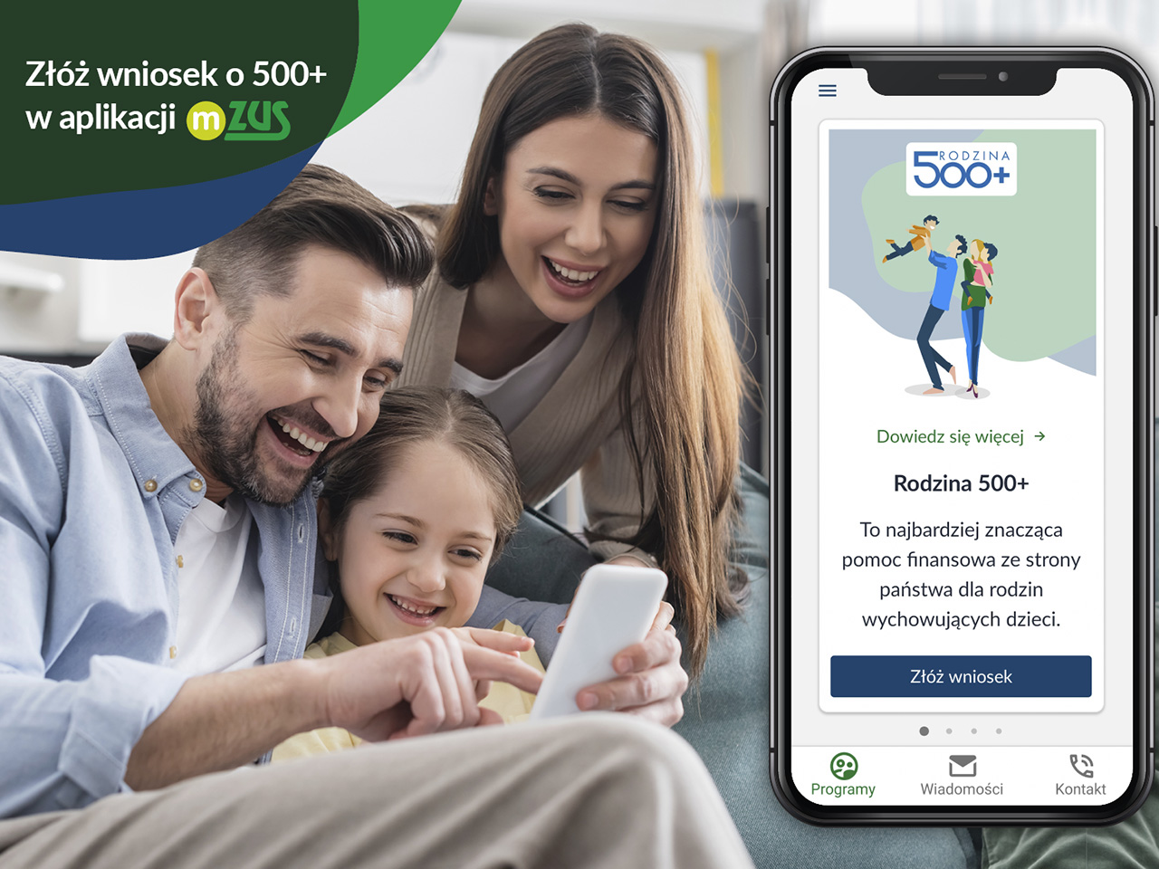 Wniosek o 500+ można złożyć przez aplikację mZUS