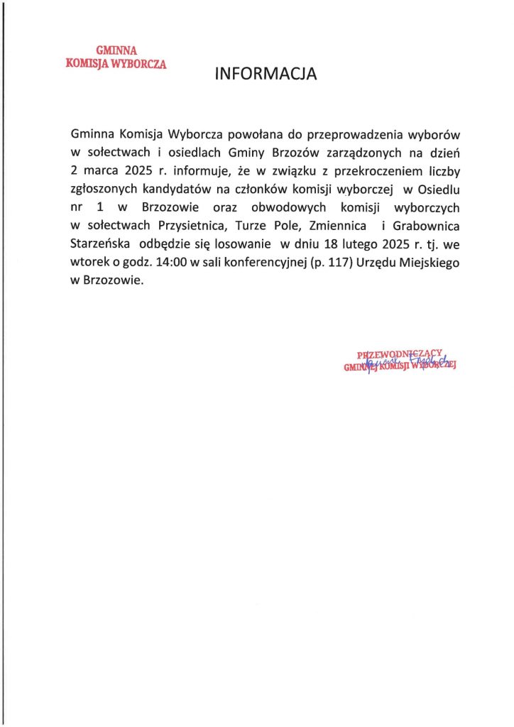 Informacja Gminnej Komisji Wyborczej