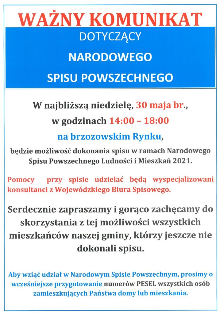 Ważny komunikat dot. Narodowego Spisu Powszechnego