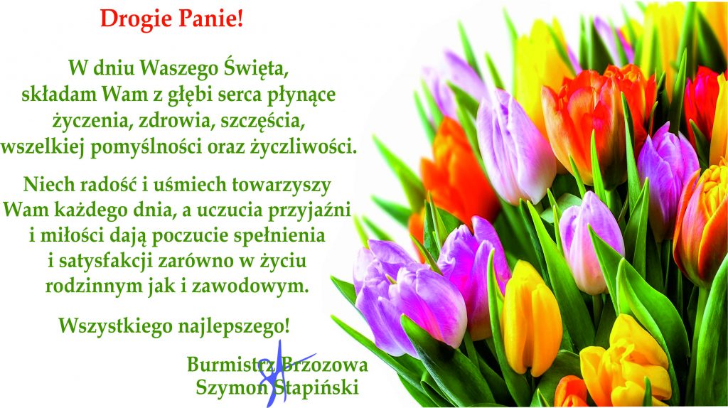 Życzenia Burmistrza Brzozowa Szymona Stapińskiego z okazji Dnia Kobiet