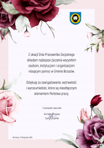 Życzenia Burmistrza Brzozowa z okazji Dnia Pracownika Socjalnego