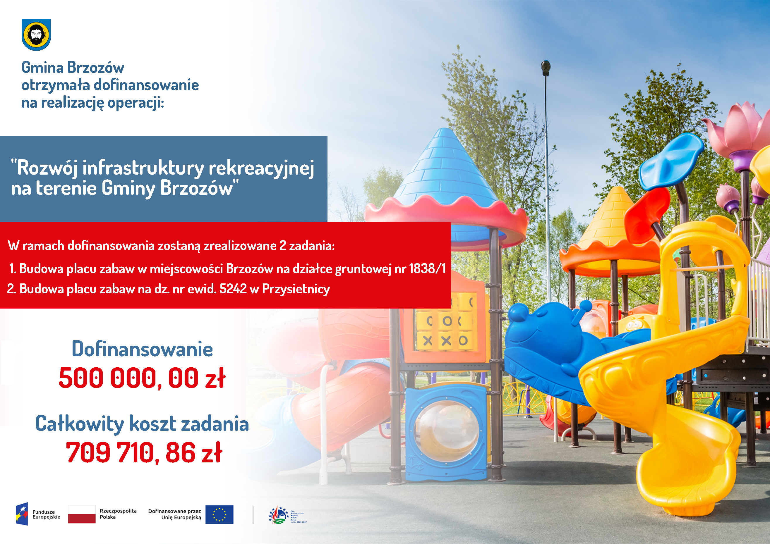 Pół miliona złotych dla Gminy Brzozów! Powstaną dwa nowe place zabaw!