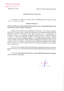 Plan polowań zbiorowych w sezonie 2024/2025 dla Koła Łowieckiego „Ostoja” Brzozów ZO Krosno